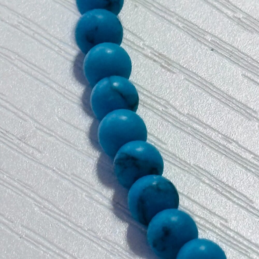Turquoise Bead Choker Necklace Minimalist 16” Toggle Clasp - Picture 9 of 12